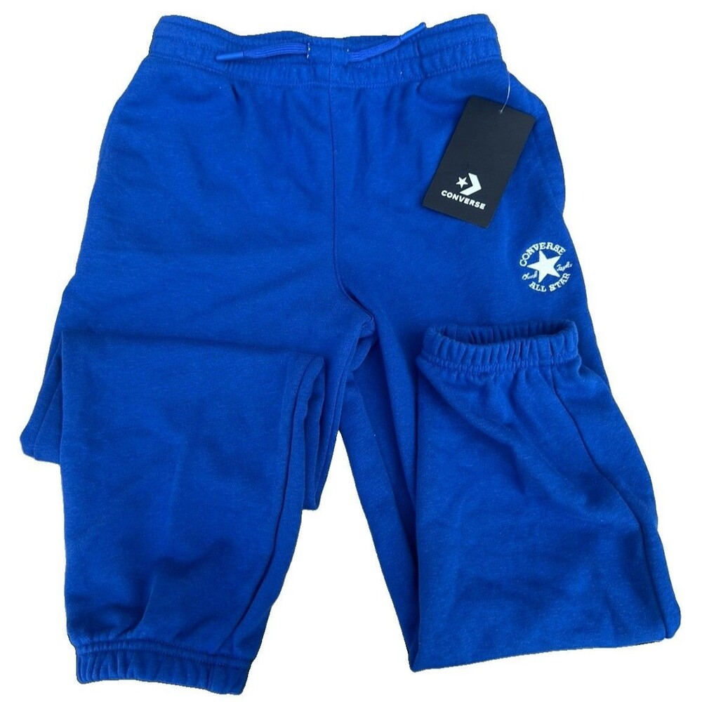 NWT Converse All Star Chuck Taylor Athletic Pants Blue/White Joggers Boys XS 6-7